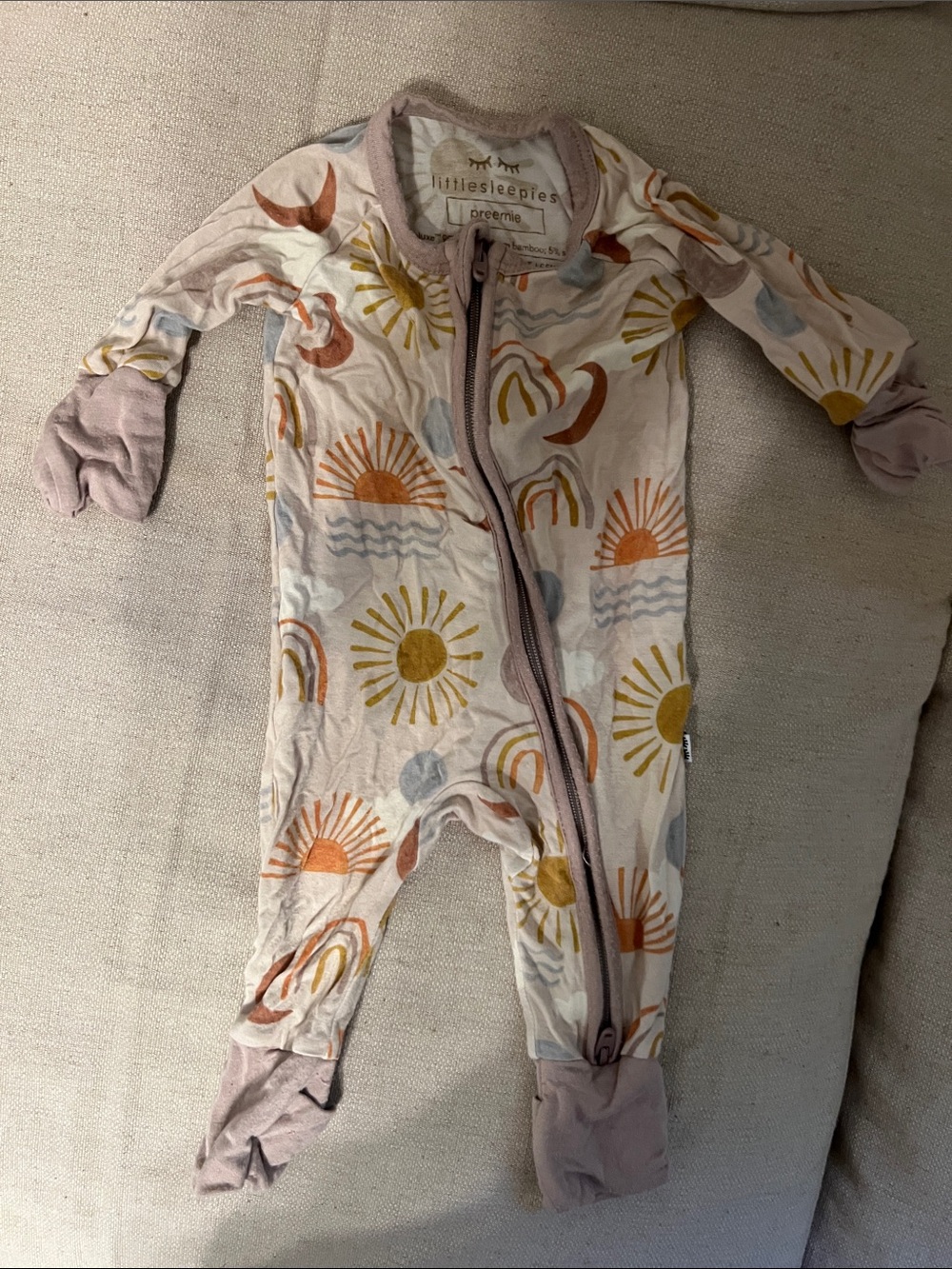 Little Sleepies Cream Sunrise Print Zip One-Piece for Kids